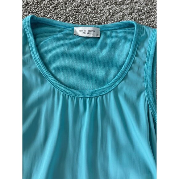LOLA & SOPHIE Tank Top Ruched Sides Blue Women's XS - Picture 3 of 6
